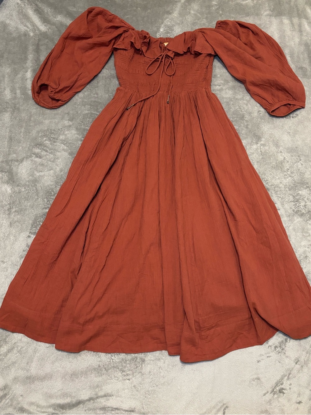 Free People Oasis Midi Dress in Rust/Terracotta — Size M/L
